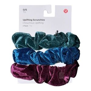 Lululemon Uplifting Velvet Scrunchie 3-Pack Storm Teal Magenta Midnight OS